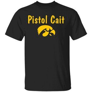 Iowa Hawkeyes T-Shirt Pistol Cait Sports Fan Basketball Graphic Tee 86